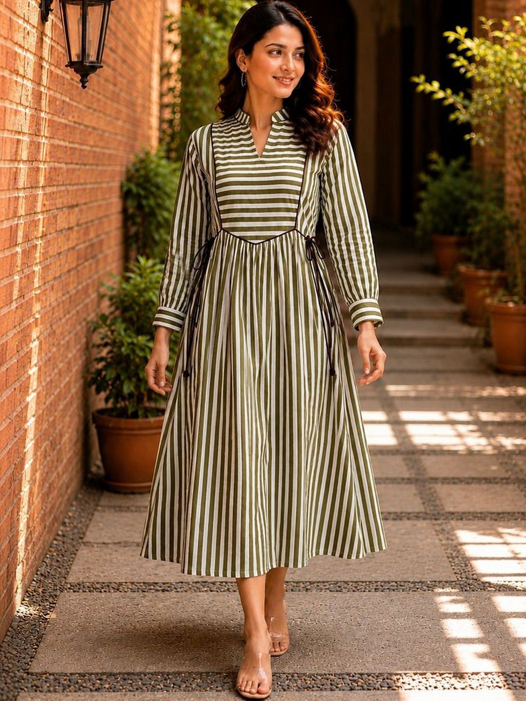 Women's Bottle Green 3/4th Sleeves dress