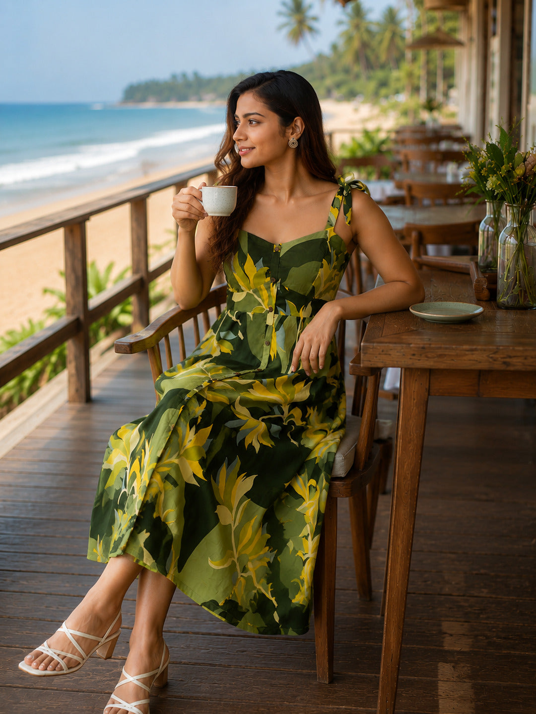 Crazy Needle Green Party Dress