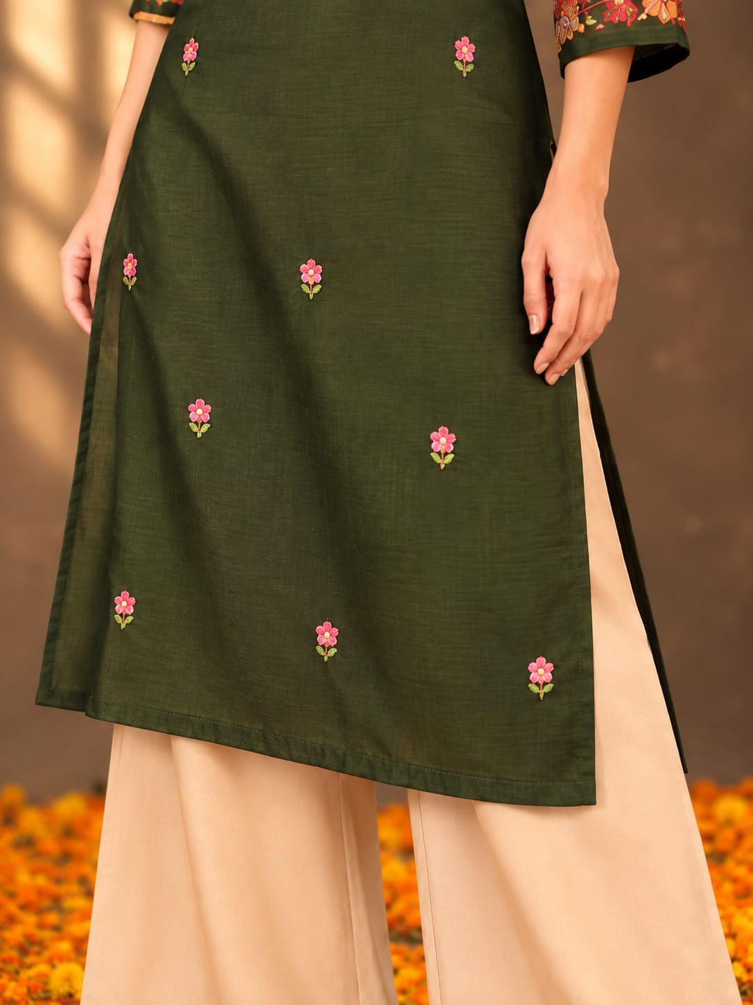 Women's Green Handwork Kurti
