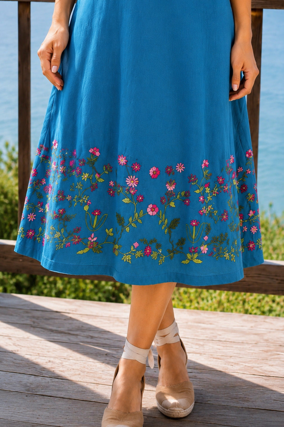 Women's Thread Work Blue Dress