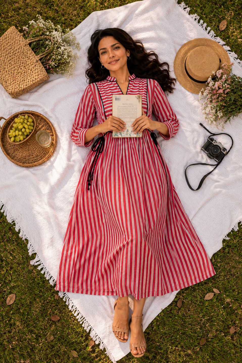 Women's Red 3/4th Sleeves dress