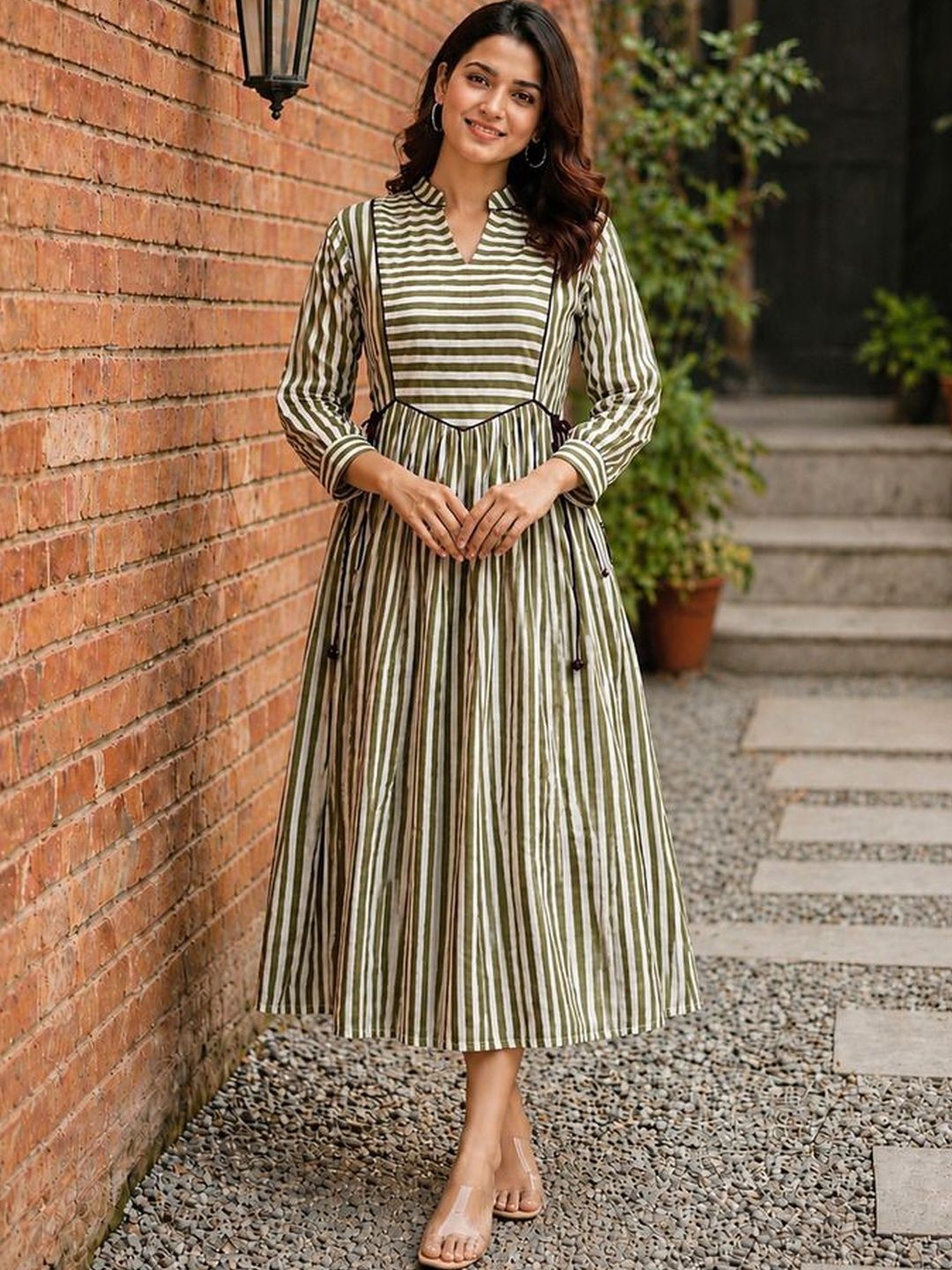 Women's Bottle Green 3/4th Sleeves dress