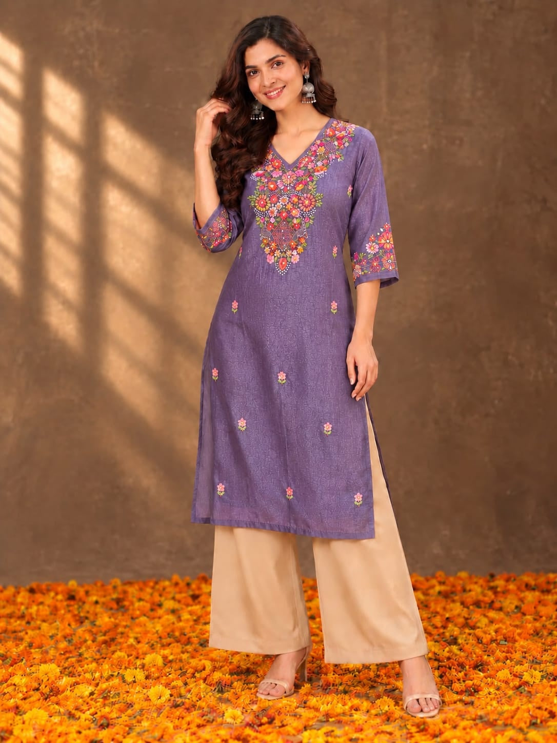 Women's Lavender Handwork Kurti