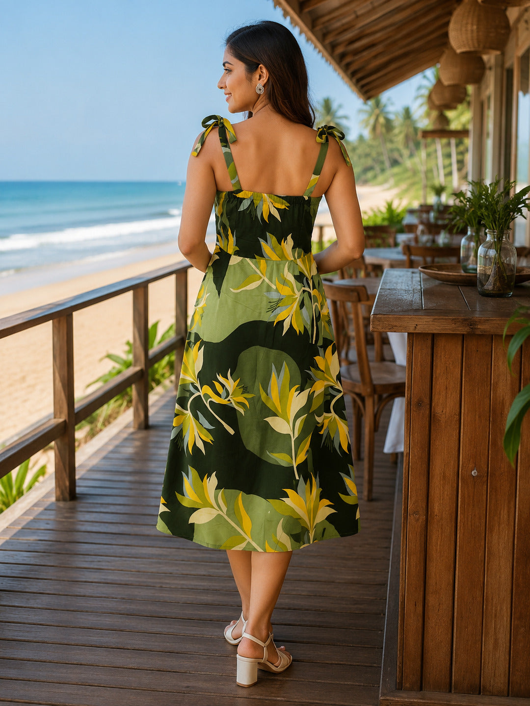 Crazy Needle Green Party Dress