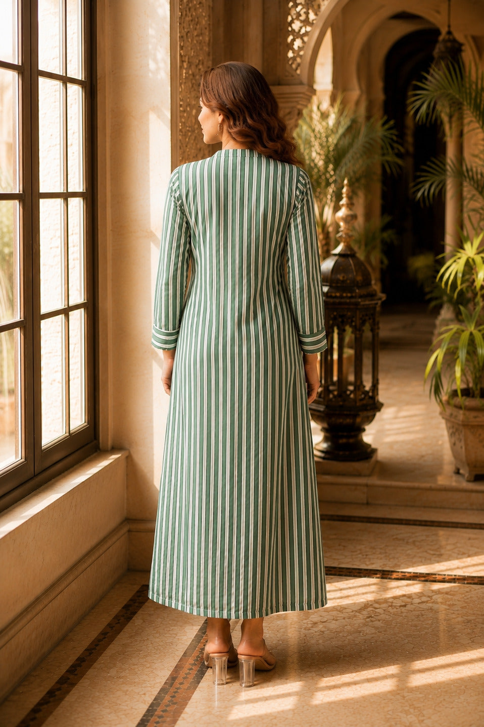 Women's Green 3/4th Sleeves dress