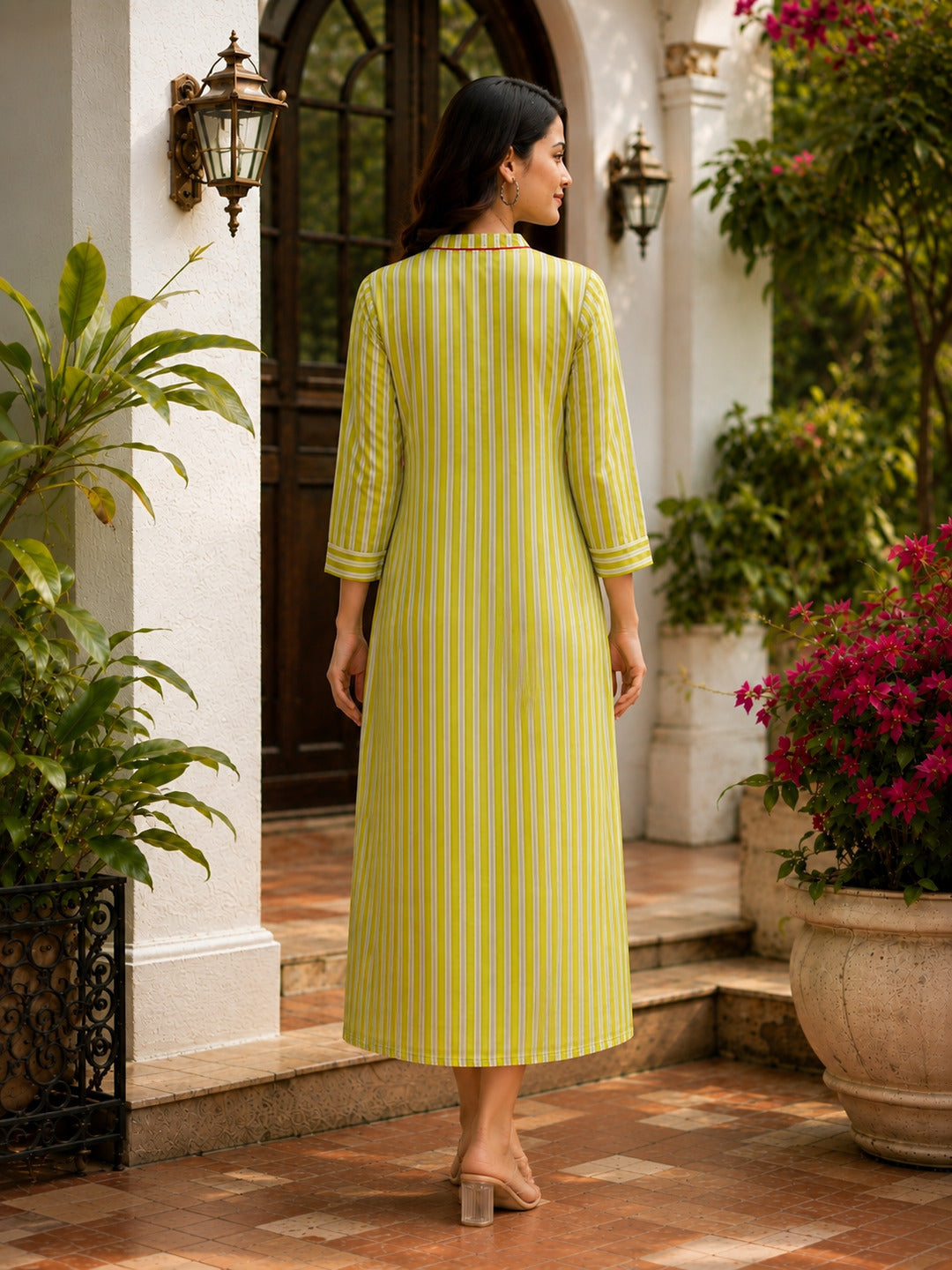 Women's Green 3/4th Sleeves dress