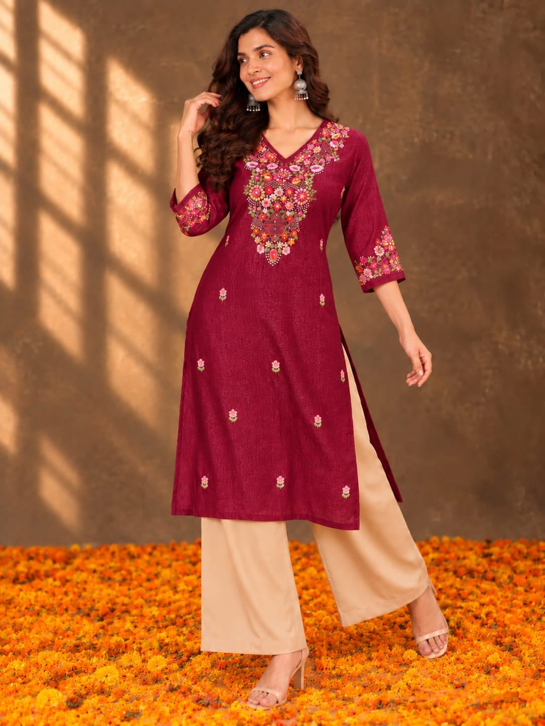 Women's Purple Handwork Kurti