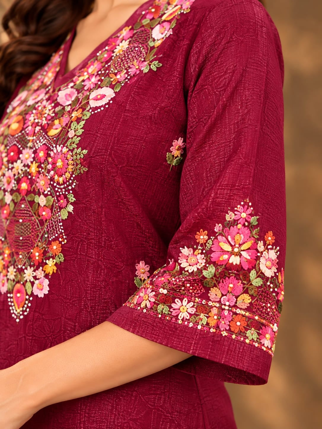 Women's Purple Handwork Kurti