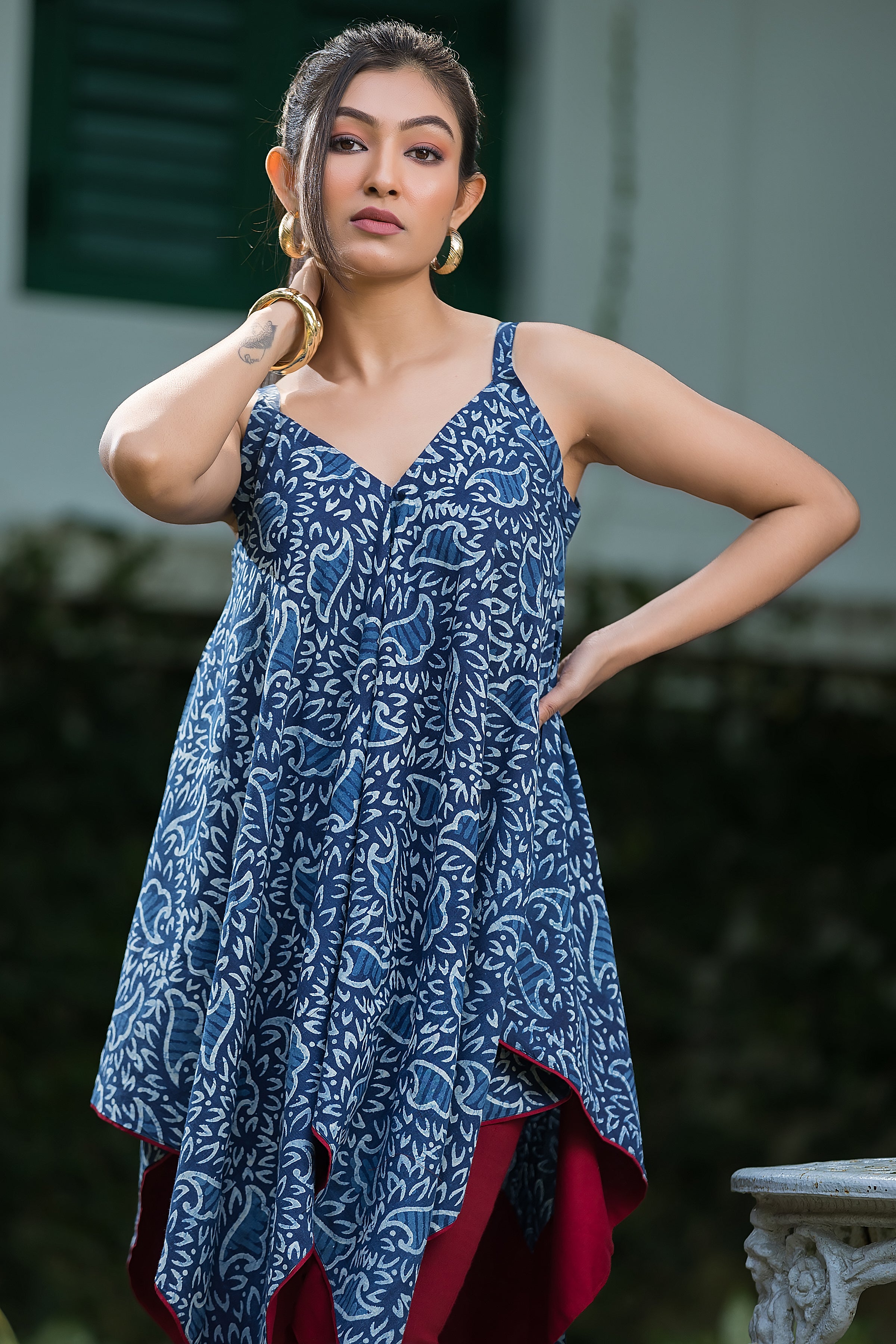 Women's Cotton Kite shape Blue Dress