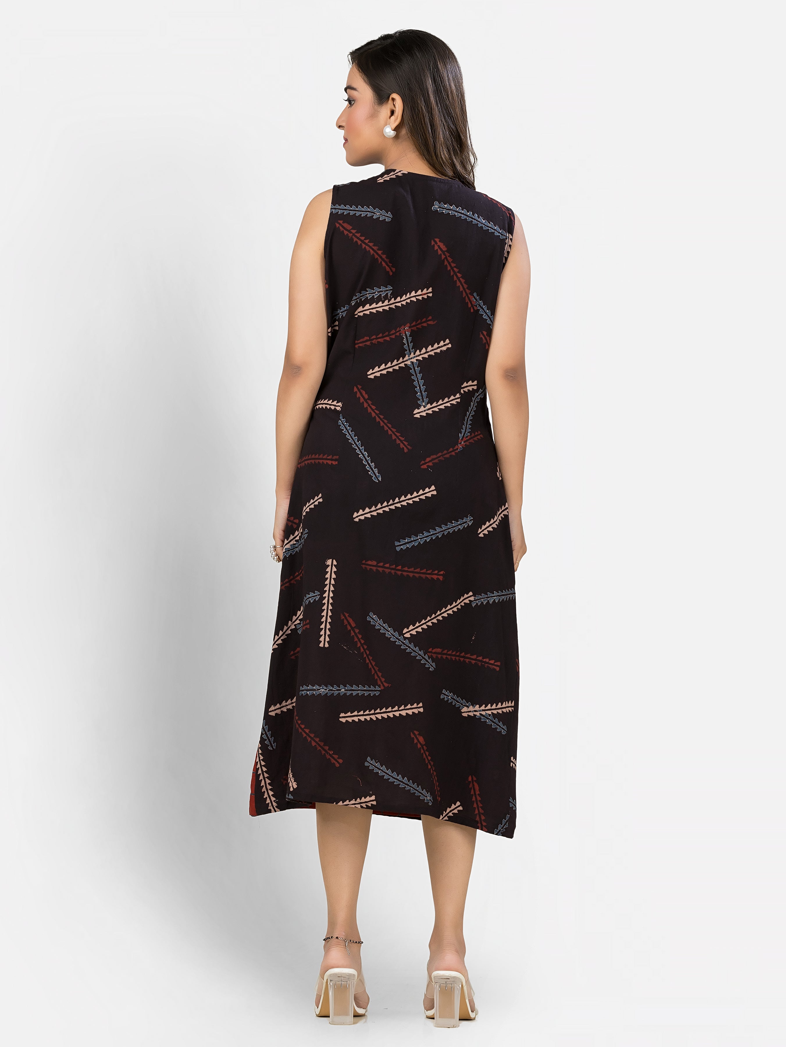 Women's Cotton Black Maroon Wrapper Dress