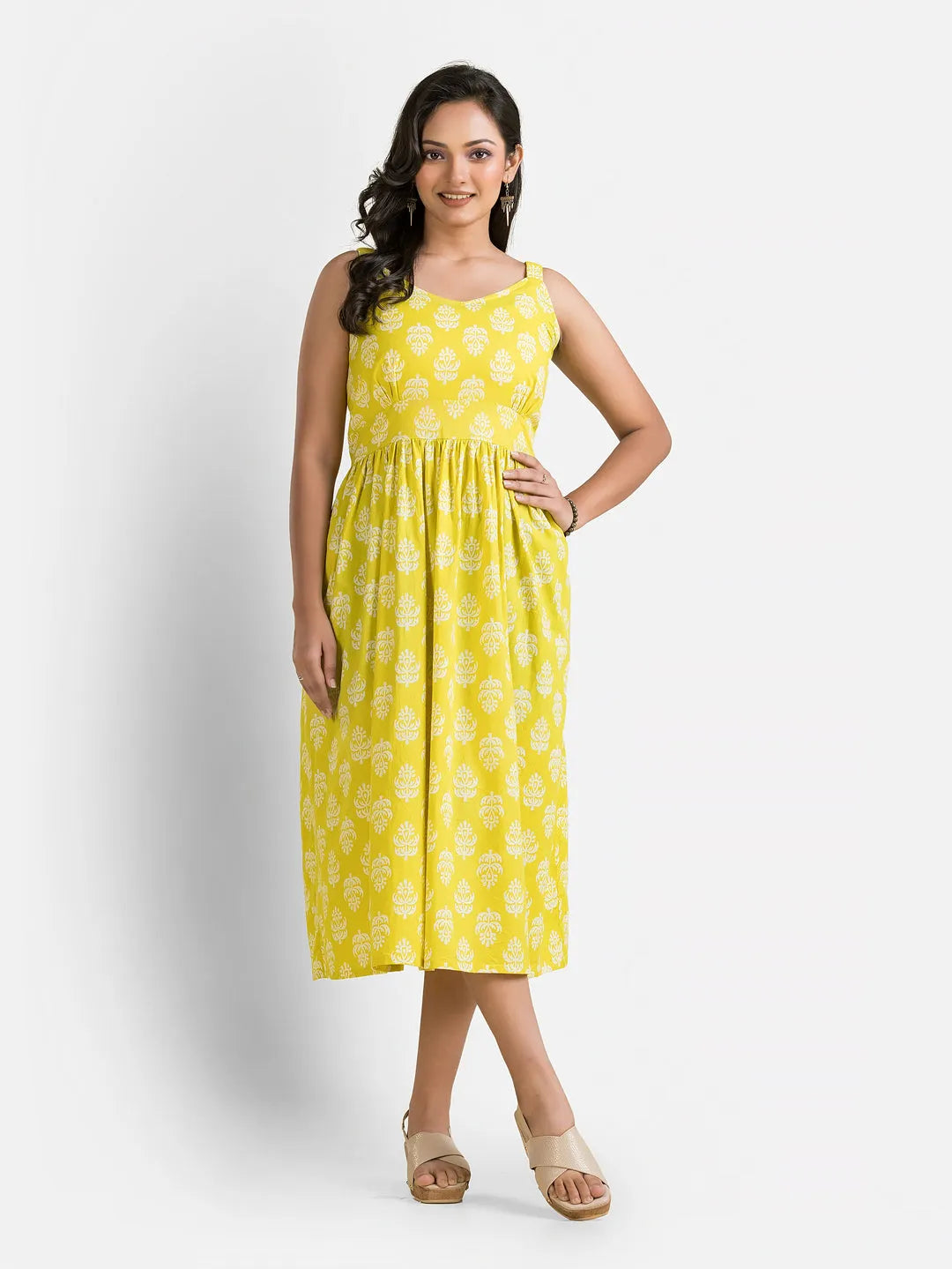 Women's Yellow Gown With Navy Jacket