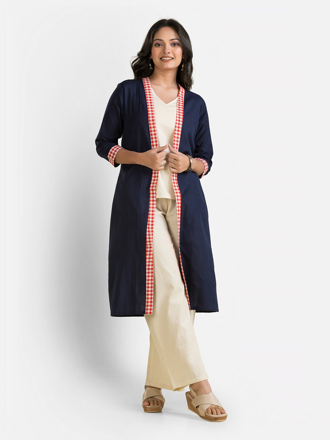 Women's Navy Long Cotton Shrug