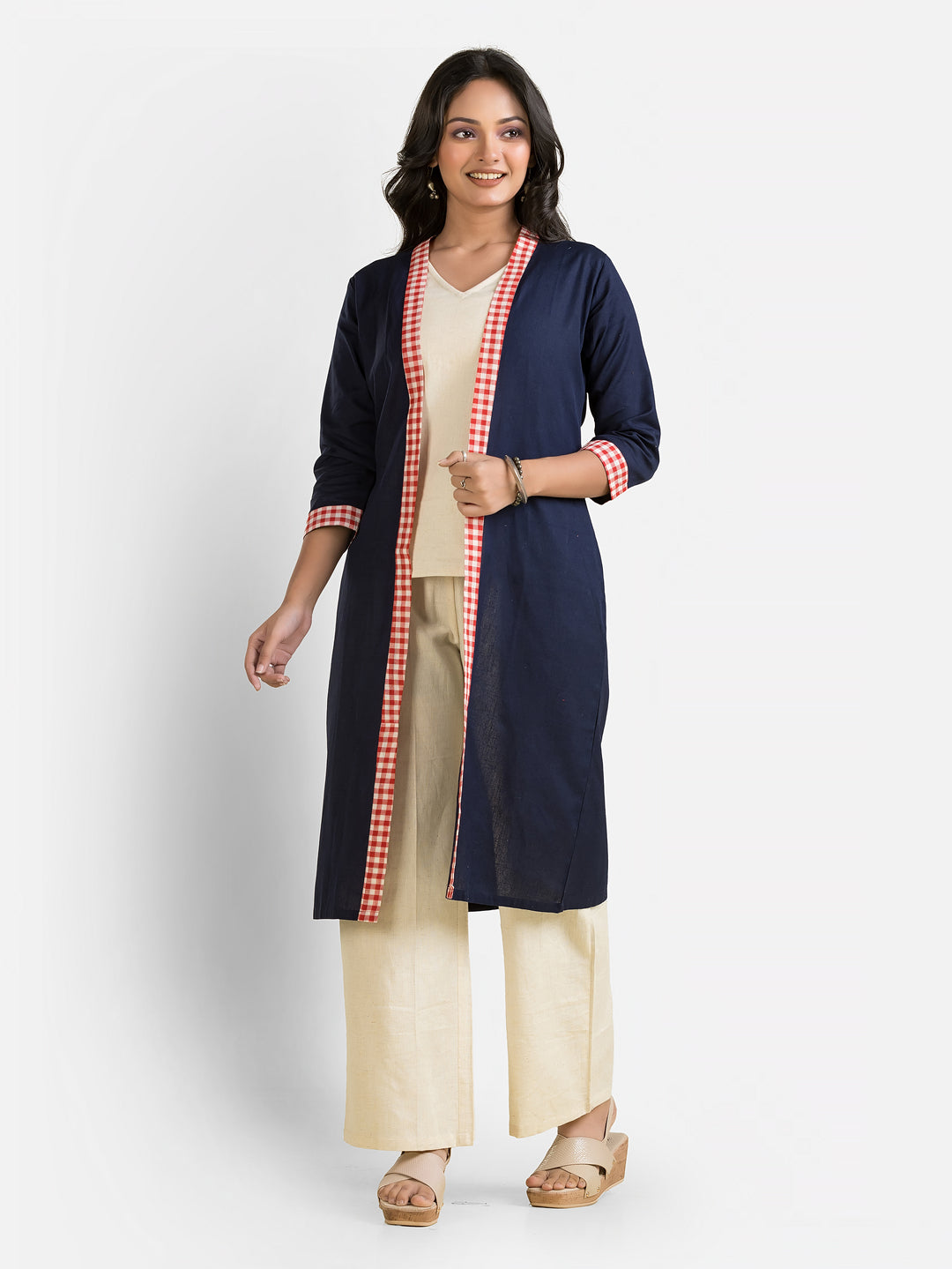 Women's Navy Long Cotton Shrug