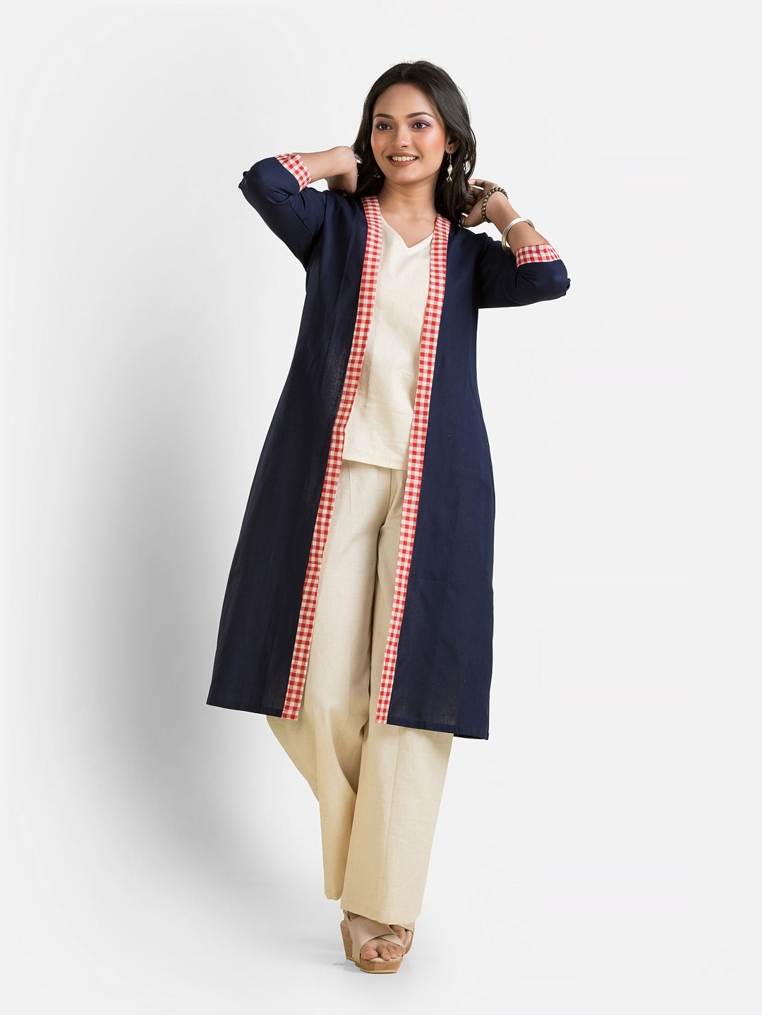 Women's Navy Long Cotton Shrug