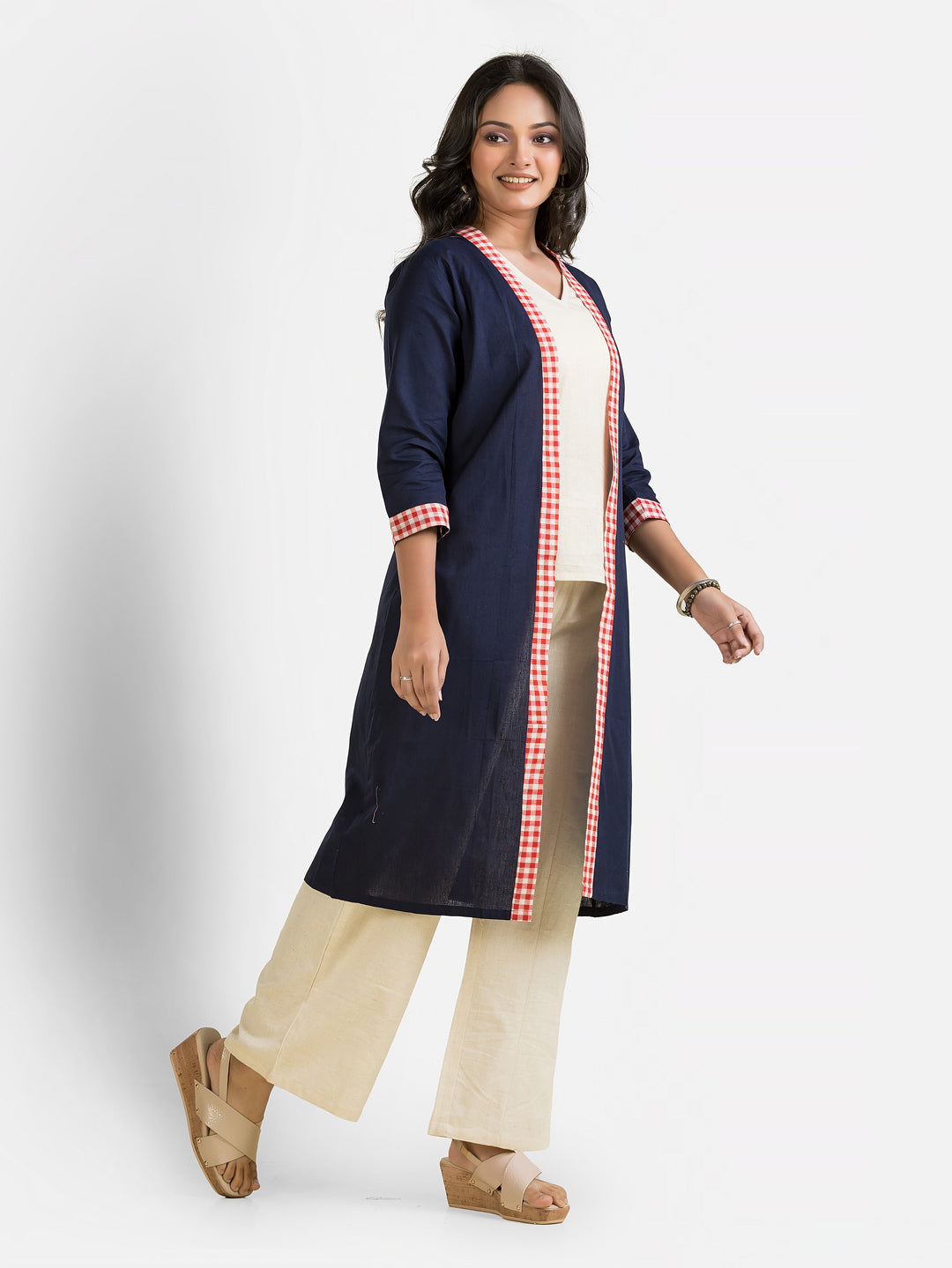 Women's Navy Long Cotton Shrug