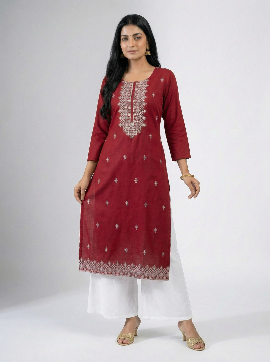 Women's Hand Work Maroon Kurti