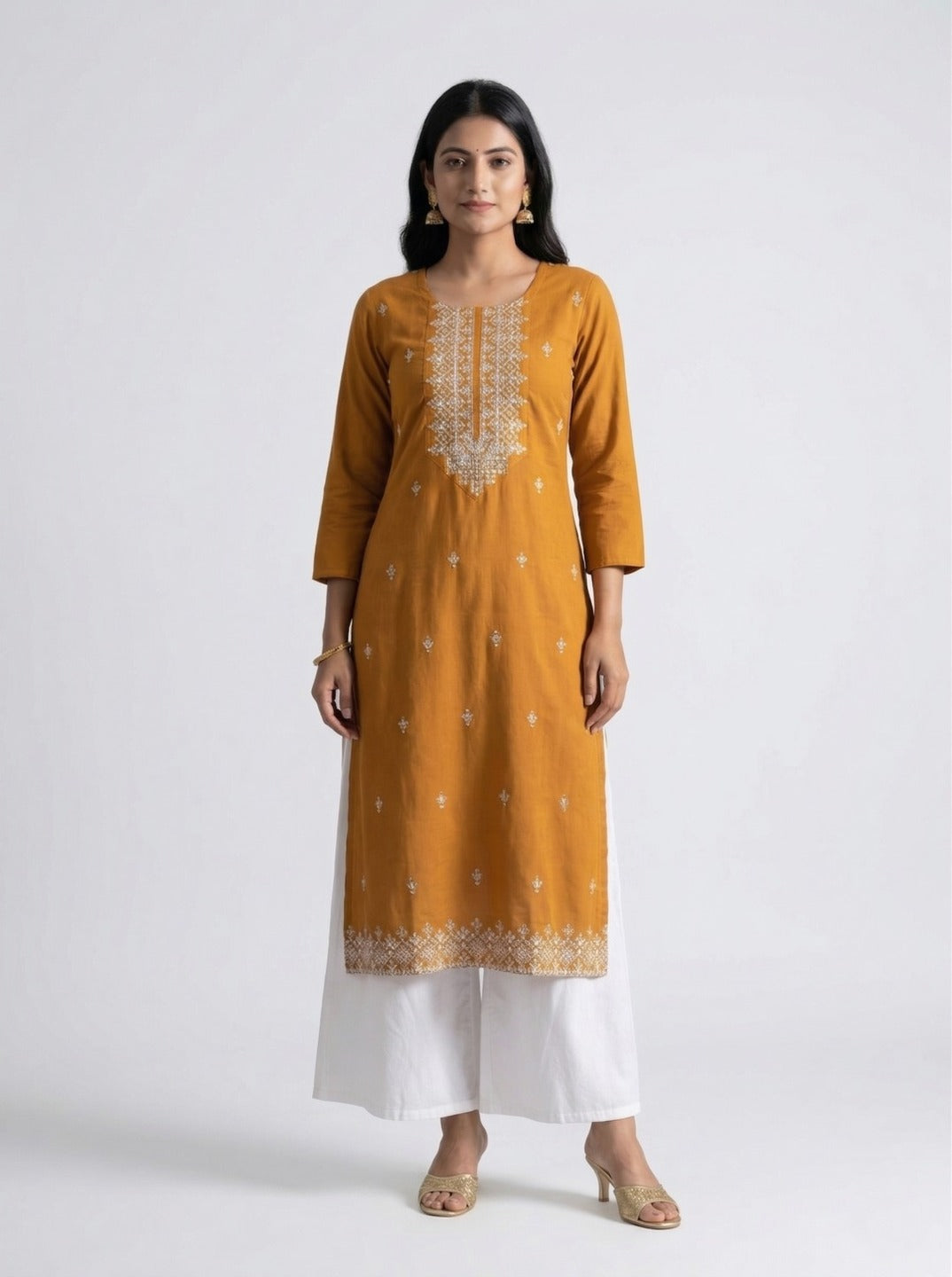 Women's Hand Work Yellow Kurti