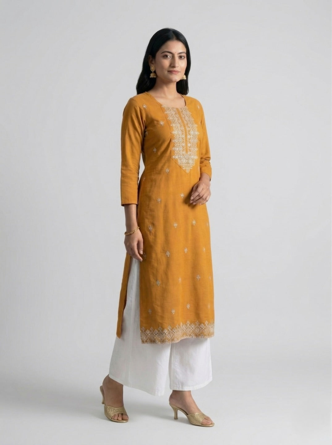 Women's Hand Work Yellow Kurti