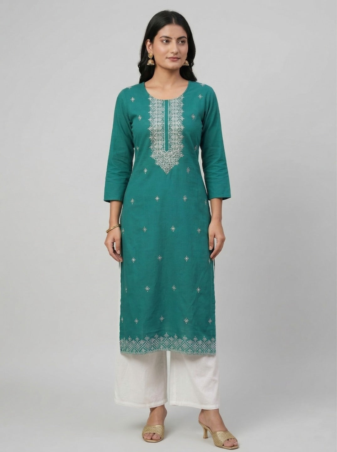 Women's Hand Work Green Kurti