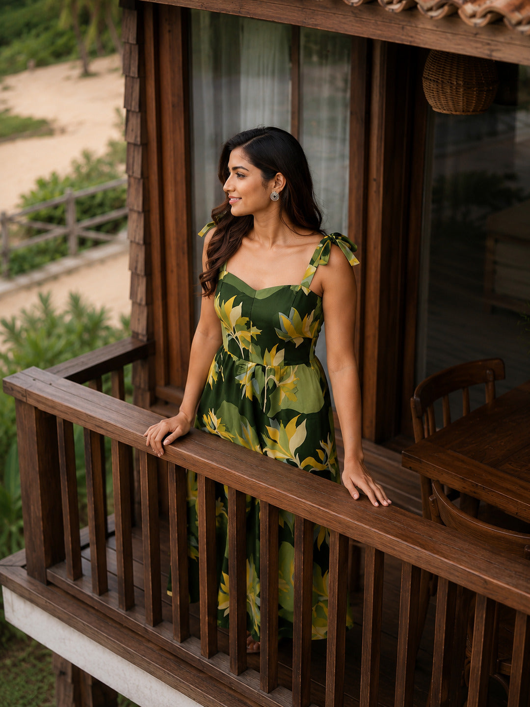 Crazy Needle Green Party Dress