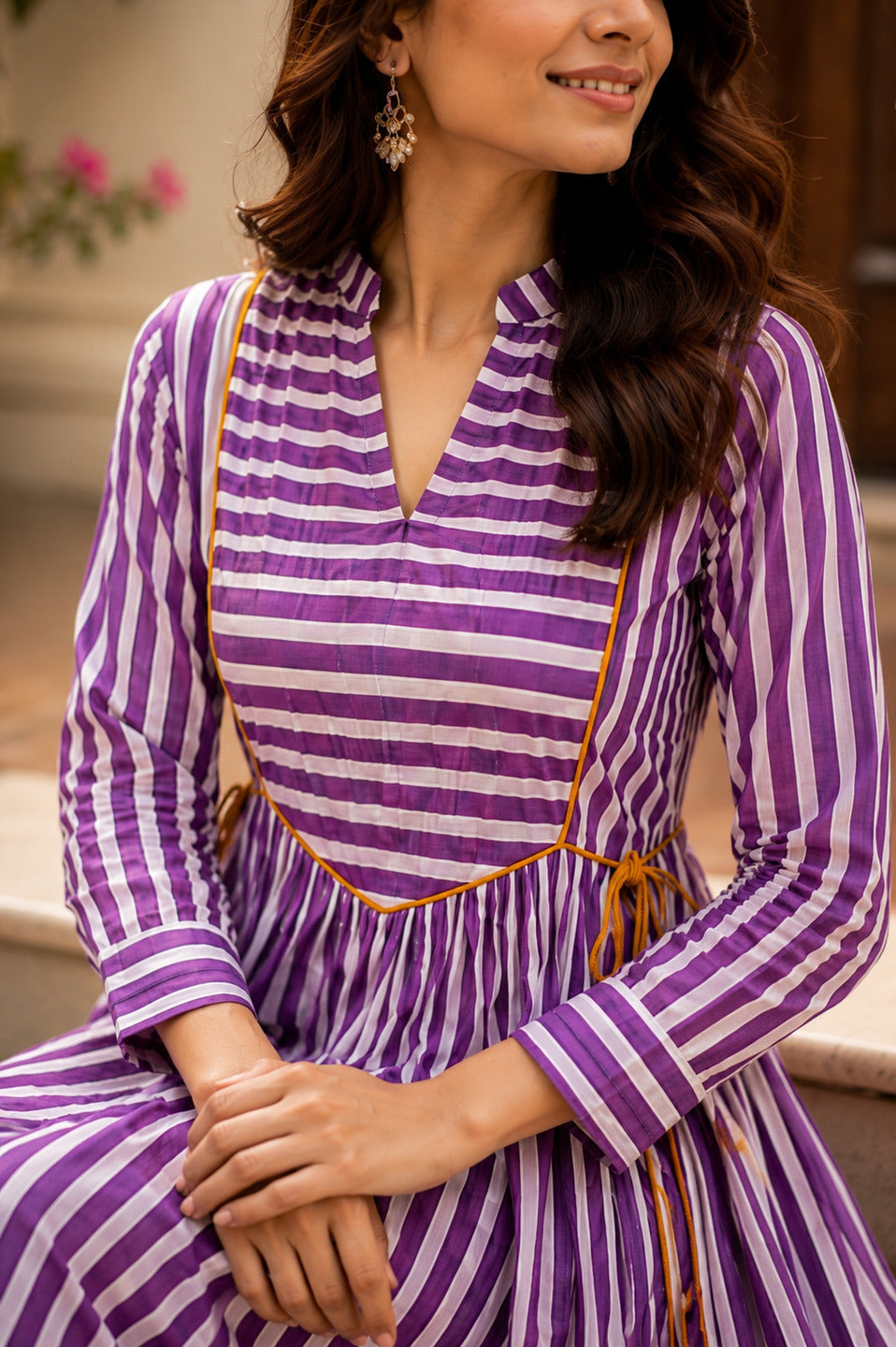 Women's Purple 3/4th Sleeves dress