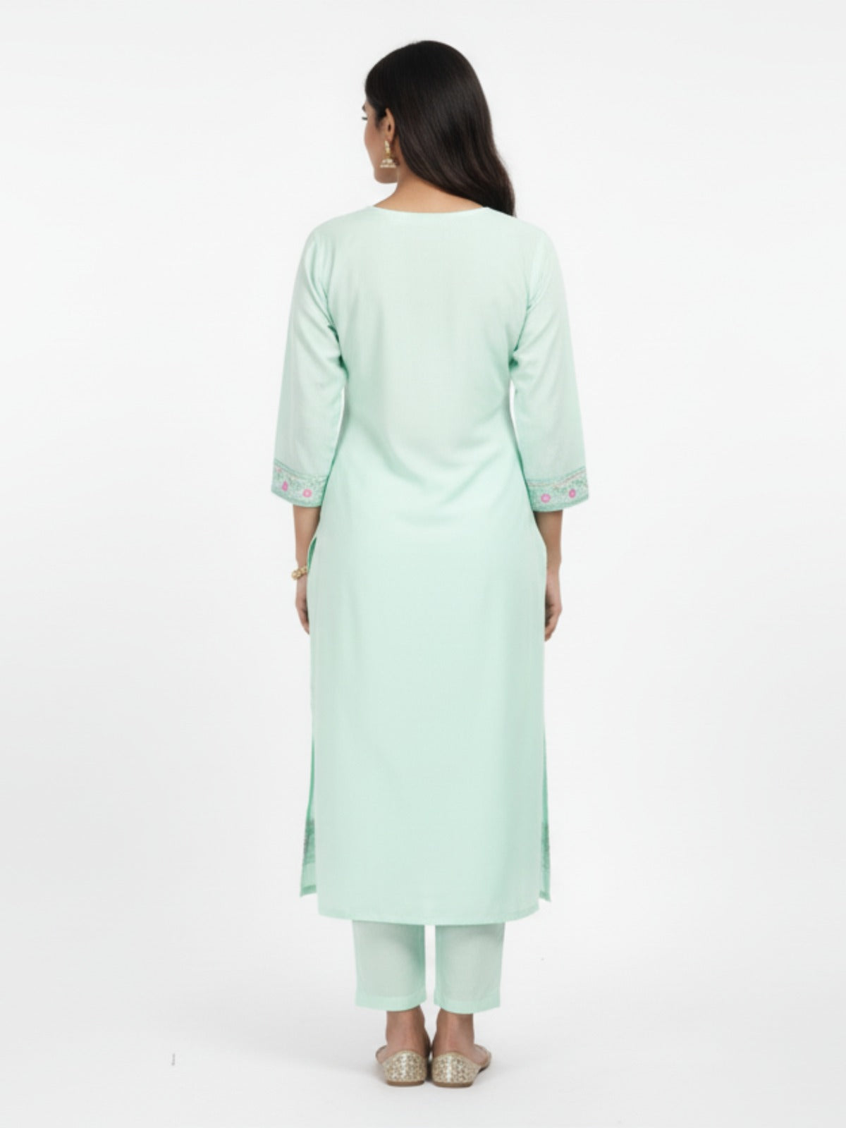 Women's Sea Green 3/4th Sleeves Kurti