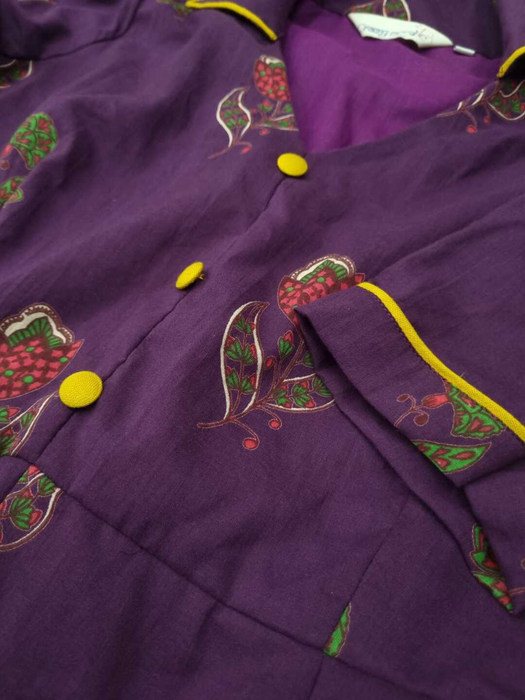 Women's Purple Lapel Collar Dress