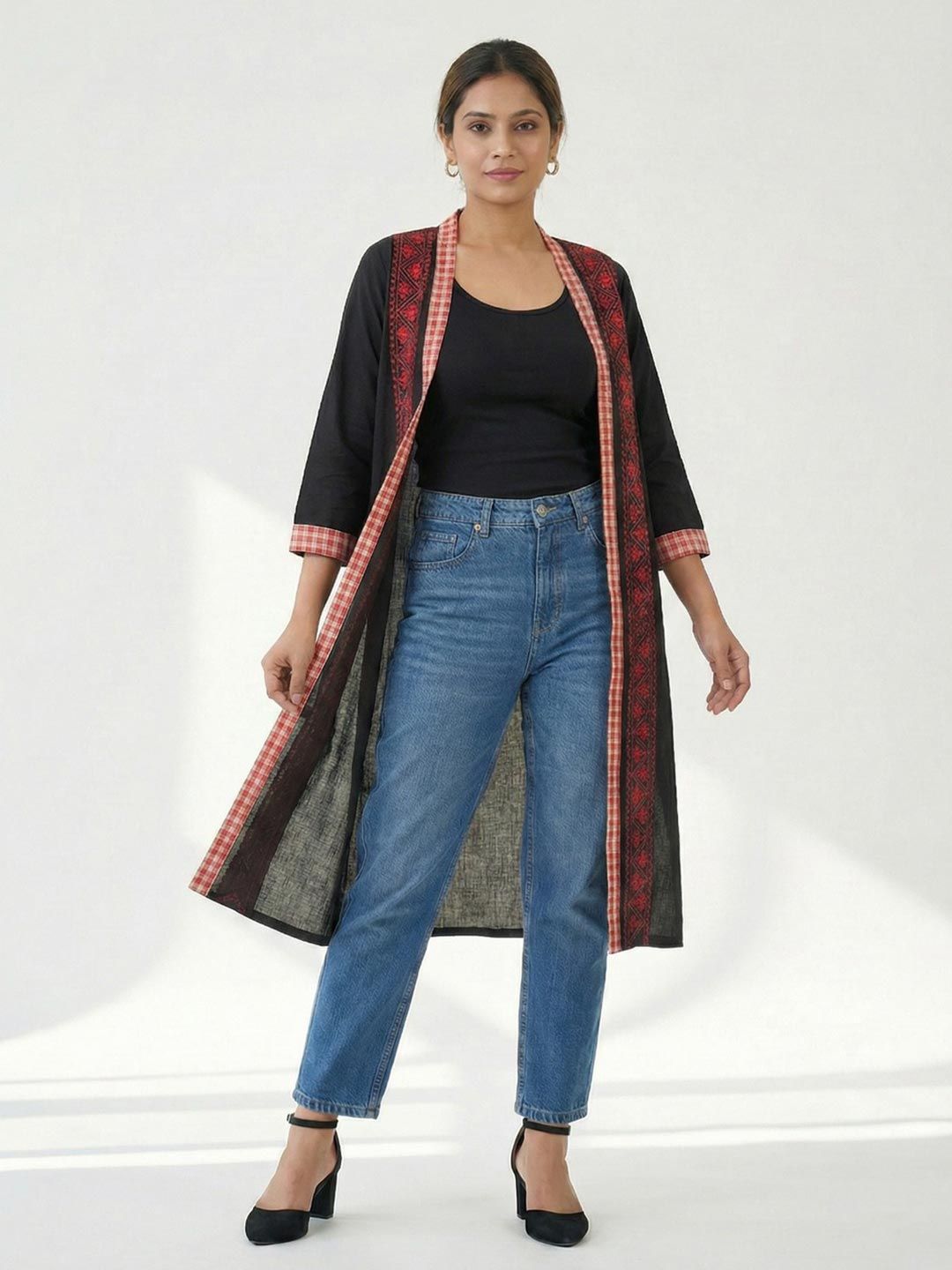 Women's Black Long Cotton Shrug