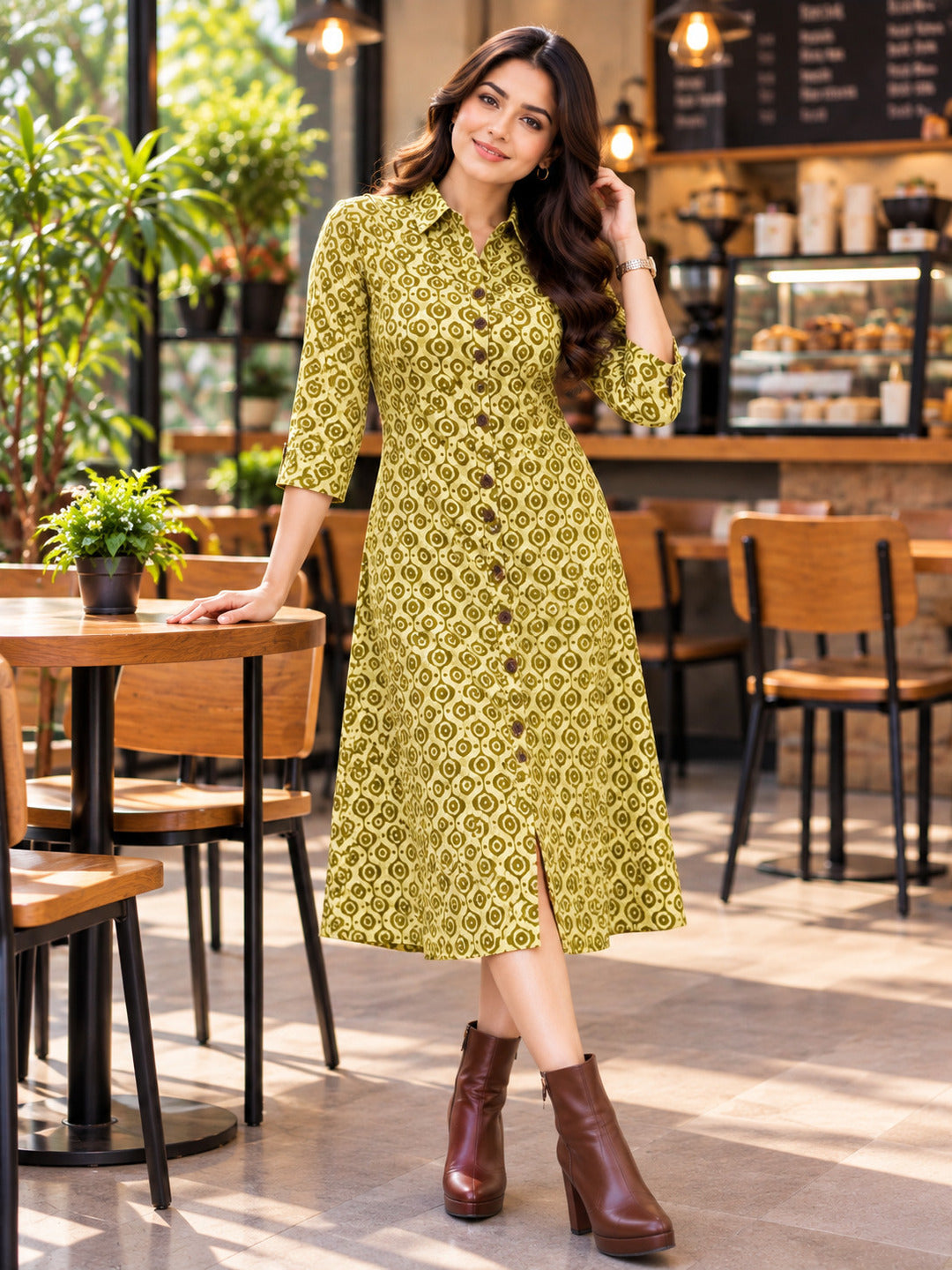 Women's Green Boyfriend Shirt