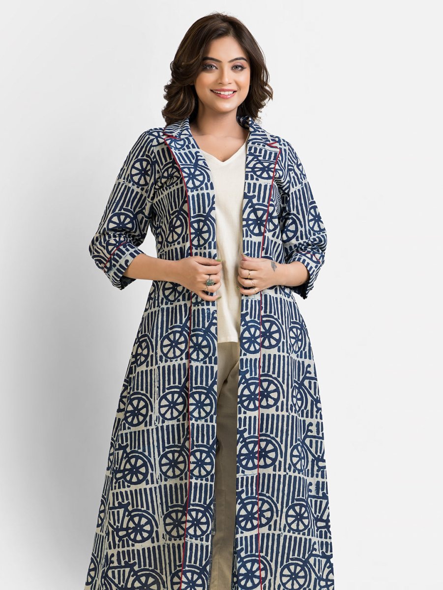Women's Cotton Indigo Long Shrug - Crazy Needle Online