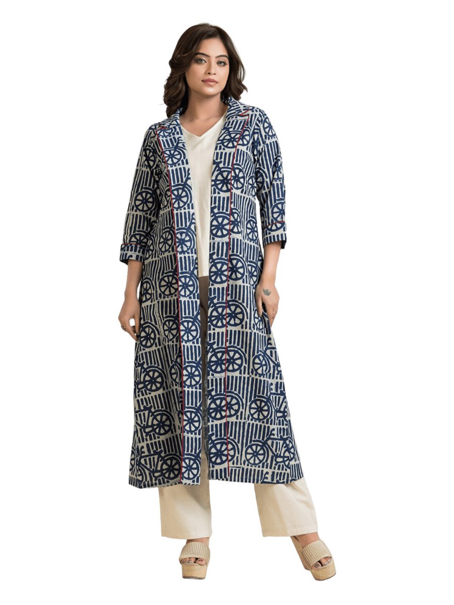 Women's Cotton Indigo Long Shrug - Crazy Needle Online