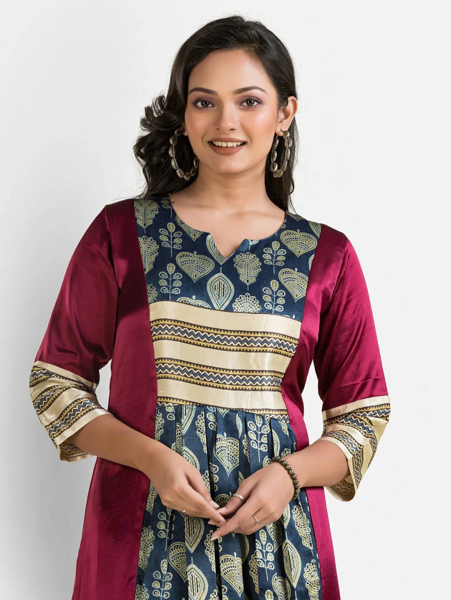 Women's Lavender Mashru Silk Dress - Crazy Needle Online