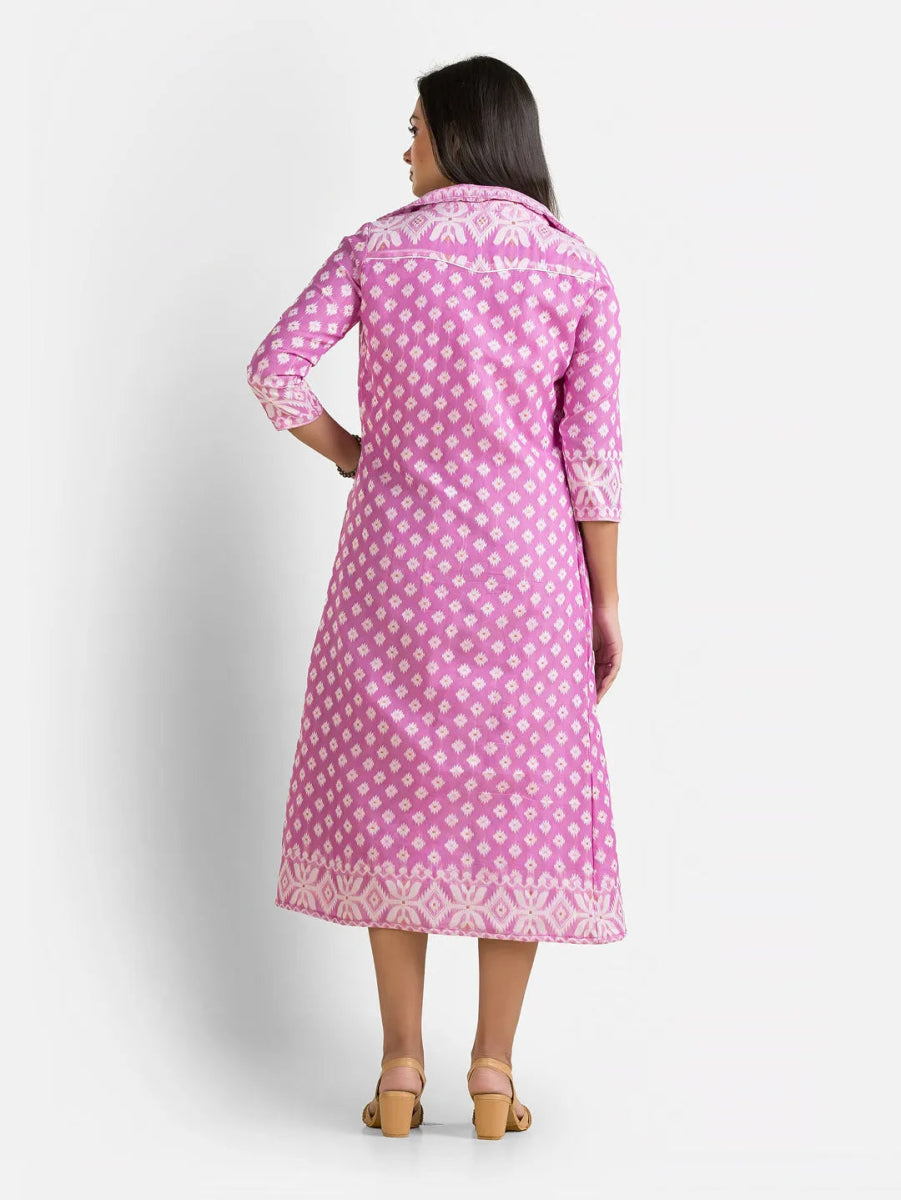 Women's White Dress With Lavender Jamdani Shrug - Crazy Needle Online